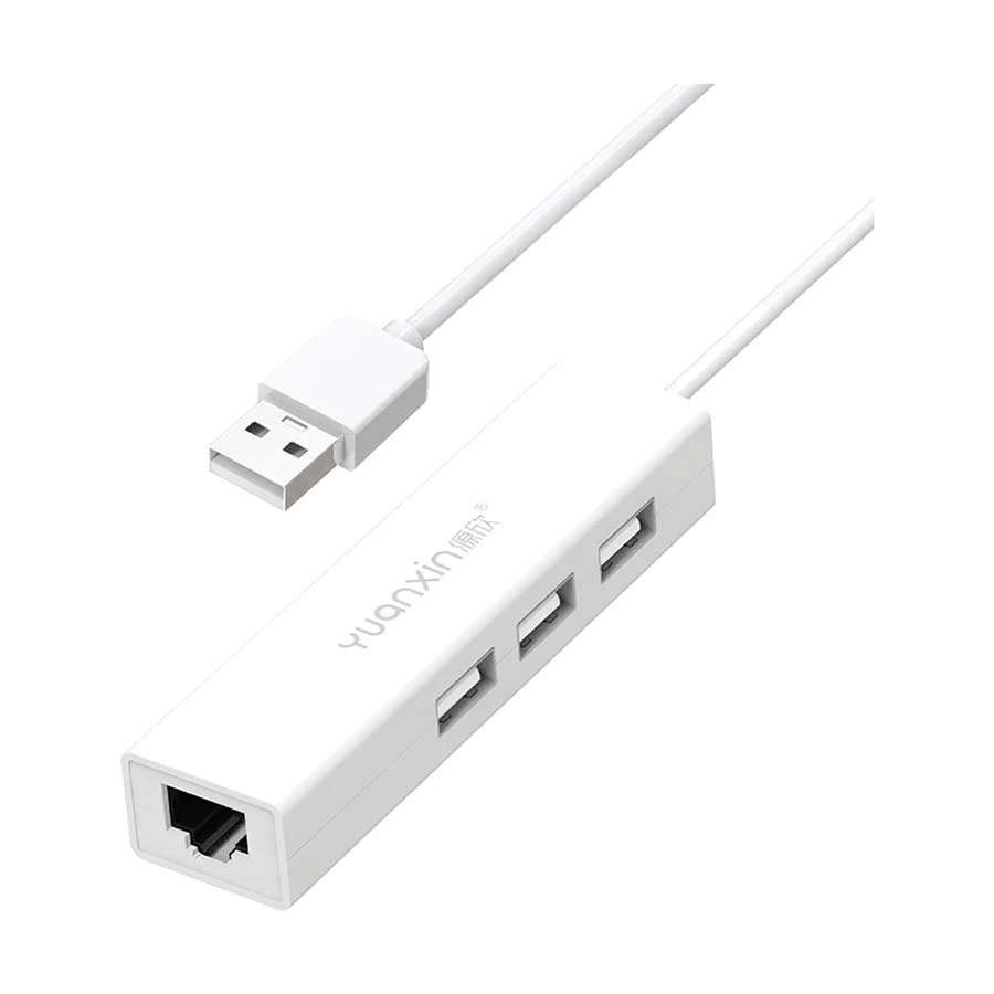 Yuanxin X-2562 USB to Tri USB & LAN Multi-Interface Hub White