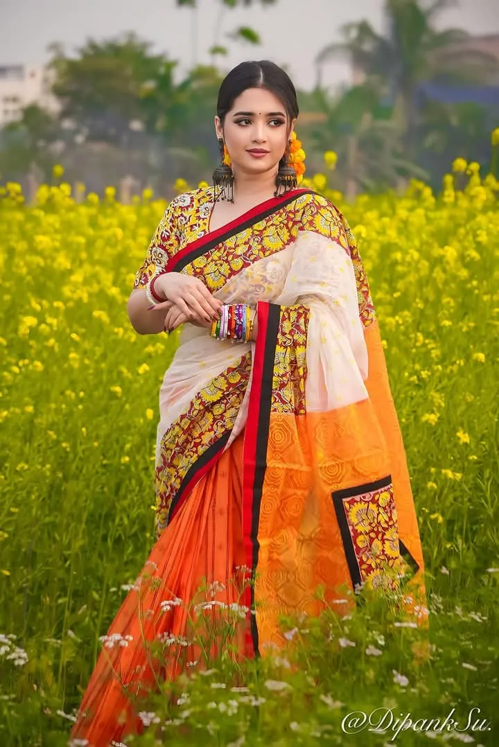 Soft Silk Digital Print Eid Saree with Tasselled Anchal