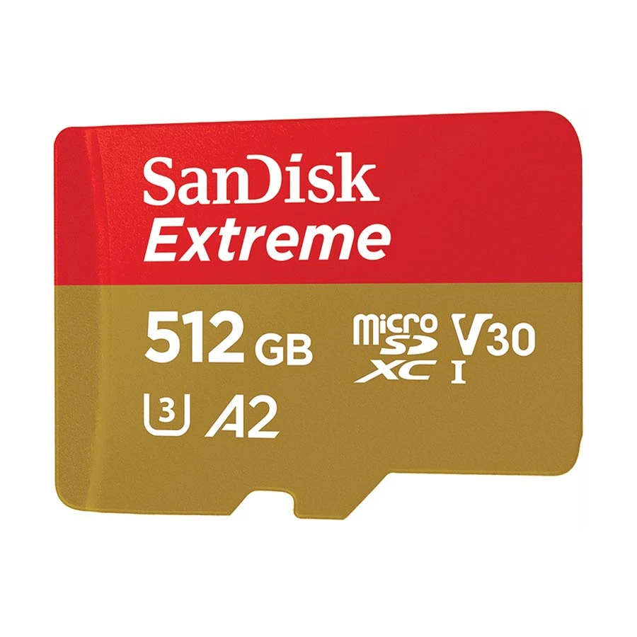 SanDisk Extreme 512GB MicroSDXC UHS-I U3 Class 10 V30 A2 Memory Card