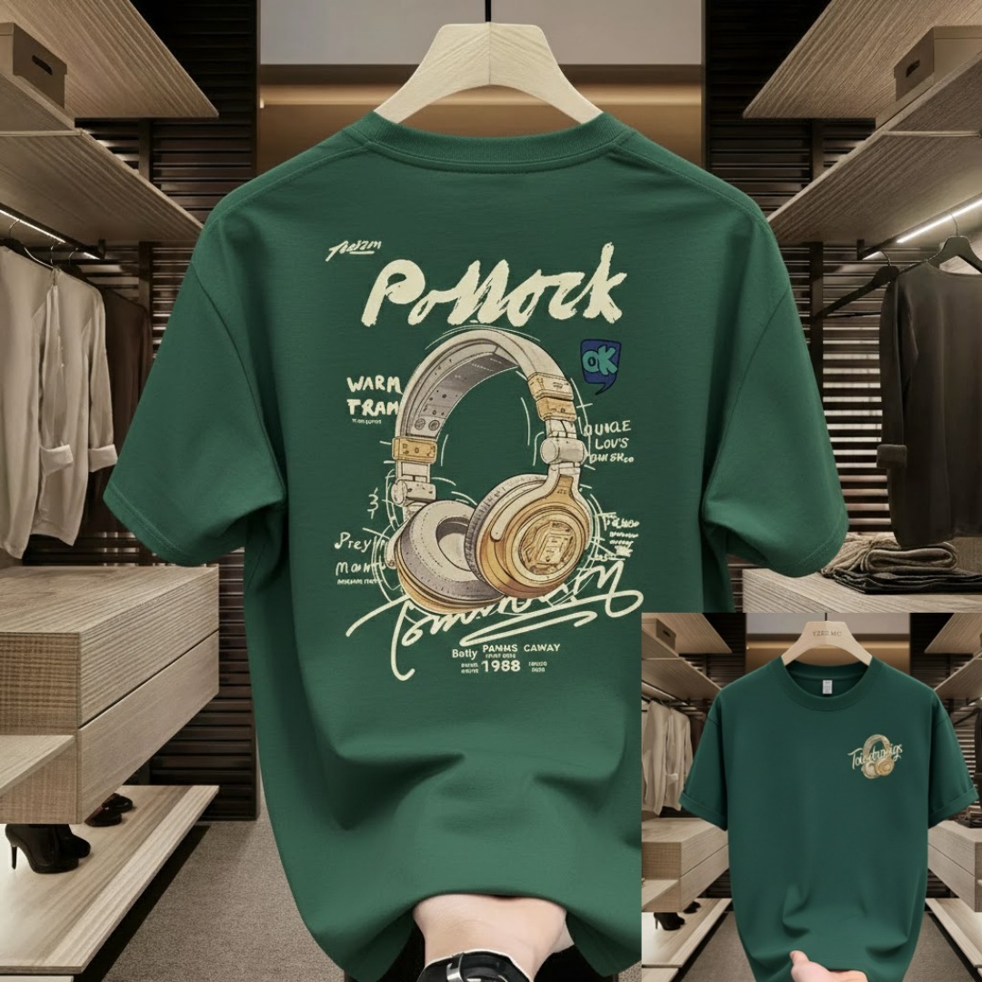 Men's Cotton-Spandex Drop Shoulder T-Shirt with DTF Print