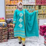 এমব্রয়ডারি করা কটন থ্রি-পিস – বডি সাইজ 36-46