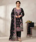 Readymade Three Piece with Lace Sleeves and Cutwork Orna, 3 Colours