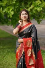 Soft Silk Katan Saree with Jacquard Border and Blouse Piece