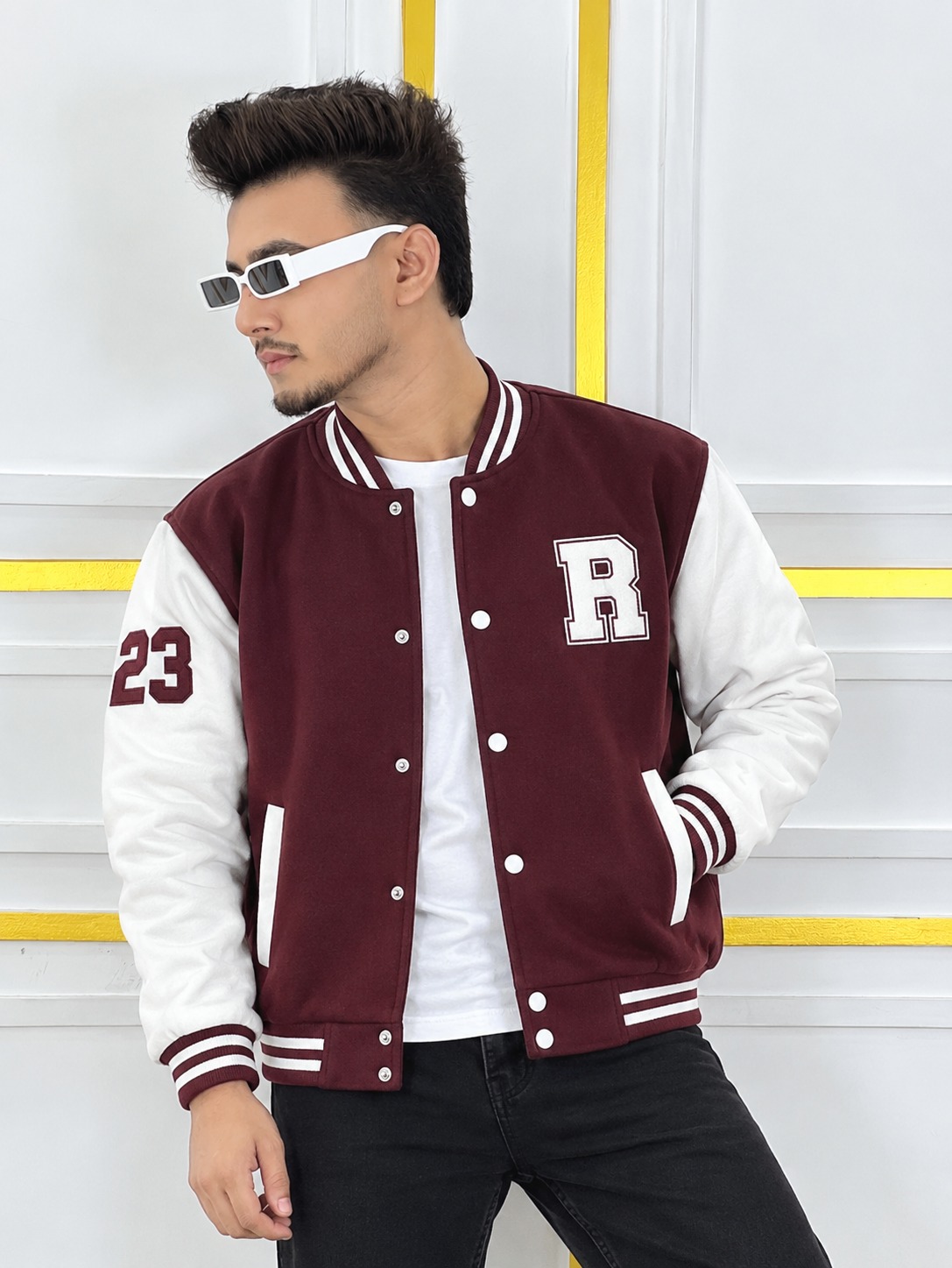 Unisex Cotton Varsity Jacket with DTF Print, 300 GSM