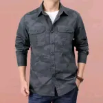 ছেলেদের ফুল হাতা ডাবল পকেট কেমো প্রিন্ট শার্ট