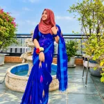 সিলেটি হ্যান্ডলুম কটন মণিপুরি শাড়ি – শিউলি ফুল মোটিফ