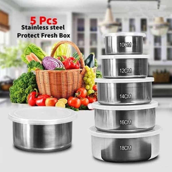 স্টেইনলেস স্টিল প্রটেক্ট ফ্রেশ বক্স সেট - 5 পিস