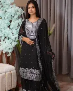 ওয়েটলেস জর্জেট এমব্রয়ডারি থ্রি পিস, সিকুইন ওয়ার্ক