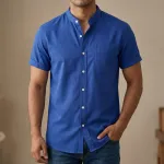 ছেলেদের ফ্যাশনেবল হাফ হাতা শার্ট (পেট্রোল)