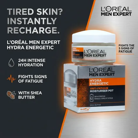 L'Oreal Men Expert Hydra Energetic Anti-Fatigue ছেলেদের ময়েশ্চারাইজার 50ml (পট)
