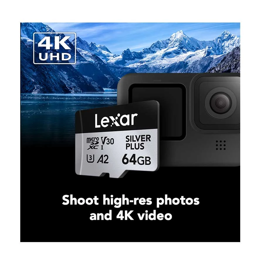 Lexar Professional Silver Plus 64GB microSDXC UHS-I U3 V30 A2 Card