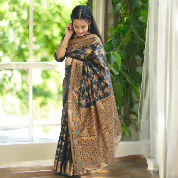 Silk Katan saree (Black)