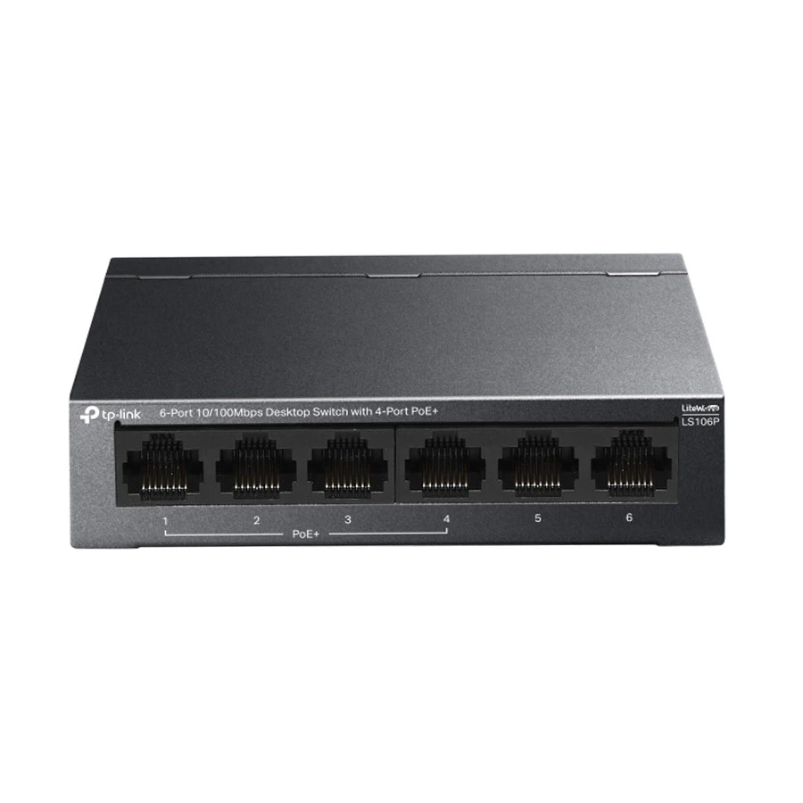 TP-Link LS106P 6-Port 10/100Mbps Desktop Switch with 4 PoE+ Ports