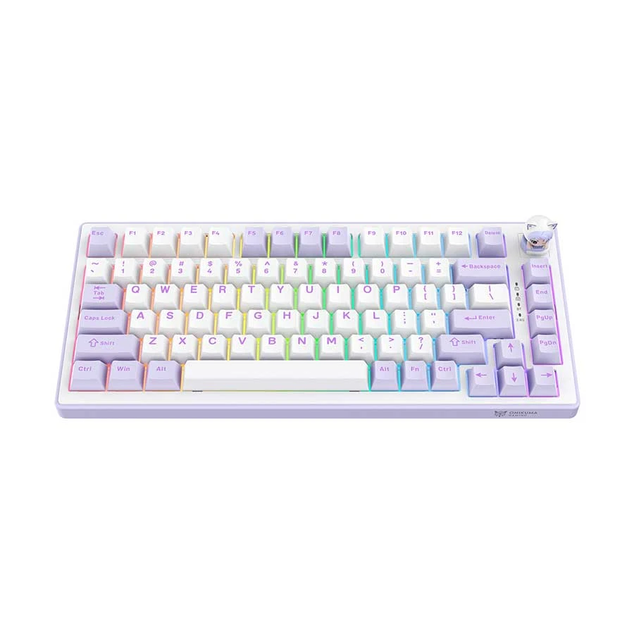 Onikuma MT707 Tri Mode Hot Swap Mint Switch Gasket Keyboard Purple