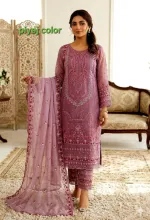 Sequin Embroidered Four Piece with Sada Bahar Orna, L to XXL