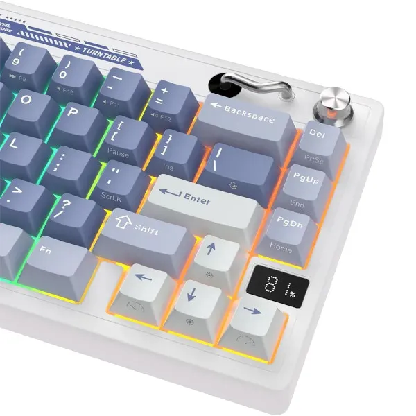 Royal Kludge RK M65 ট্রাই-মোড ওয়্যারলেস RGB মেকানিক্যাল কিবোর্ড – Ocean Blue