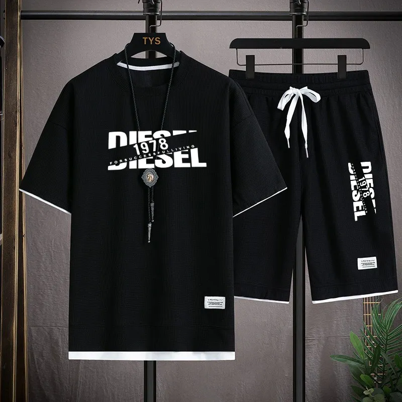 Men's Mesh Tee and Short Pant Set, 160 GSM, Waist 28 to 36