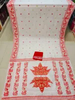 Half Silk Screen Print Saree with Blouse, 6 Colours