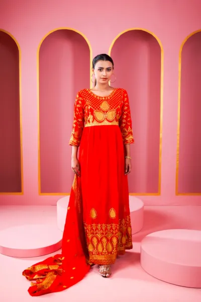 Readymade Georgette Lehenga with Front and Back Embroidery, 5 Colours