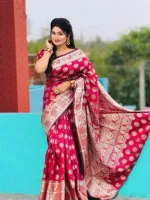 Banarasi Katan Saree with Golden Zari Work, 12 Haath, No Blouse