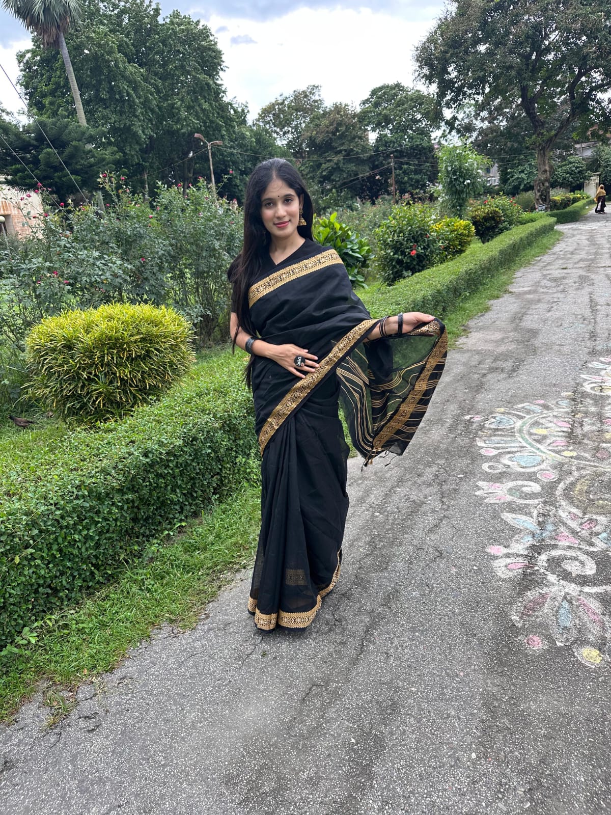 Women's Half Silk Nokshi Paar Saree, 3 Colours