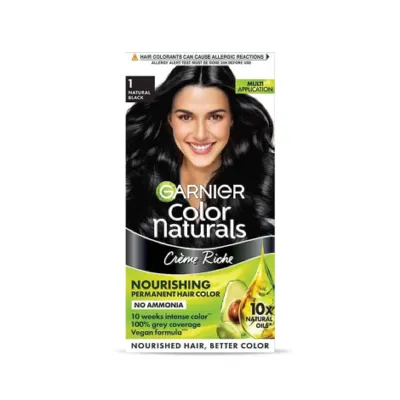 Garnier Color Naturals ক্রিম রিশ নারিশিং পার্মানেন্ট হেয়ার কালার - 1 Natural Black 70ml+60g