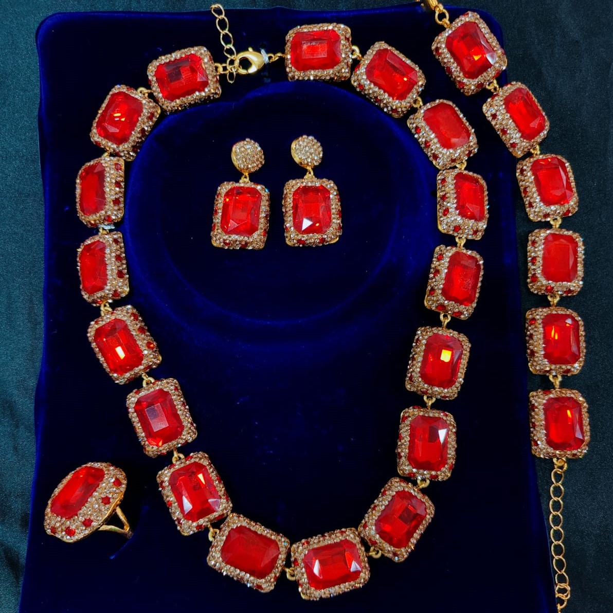 Premium Royal Red Bridal & Party Jewelry Set