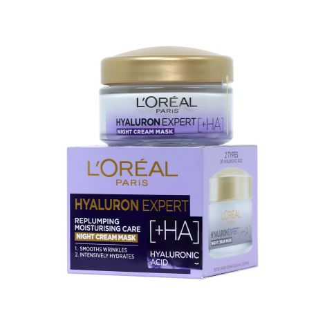 L'Oreal Hyaluron Expert রিপ্লাম্পিং ময়েশ্চারাইজিং নাইট ক্রিম মাস্ক 50ml