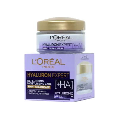 L'Oreal Hyaluron Expert রিপ্লাম্পিং ময়েশ্চারাইজিং নাইট ক্রিম মাস্ক 50ml