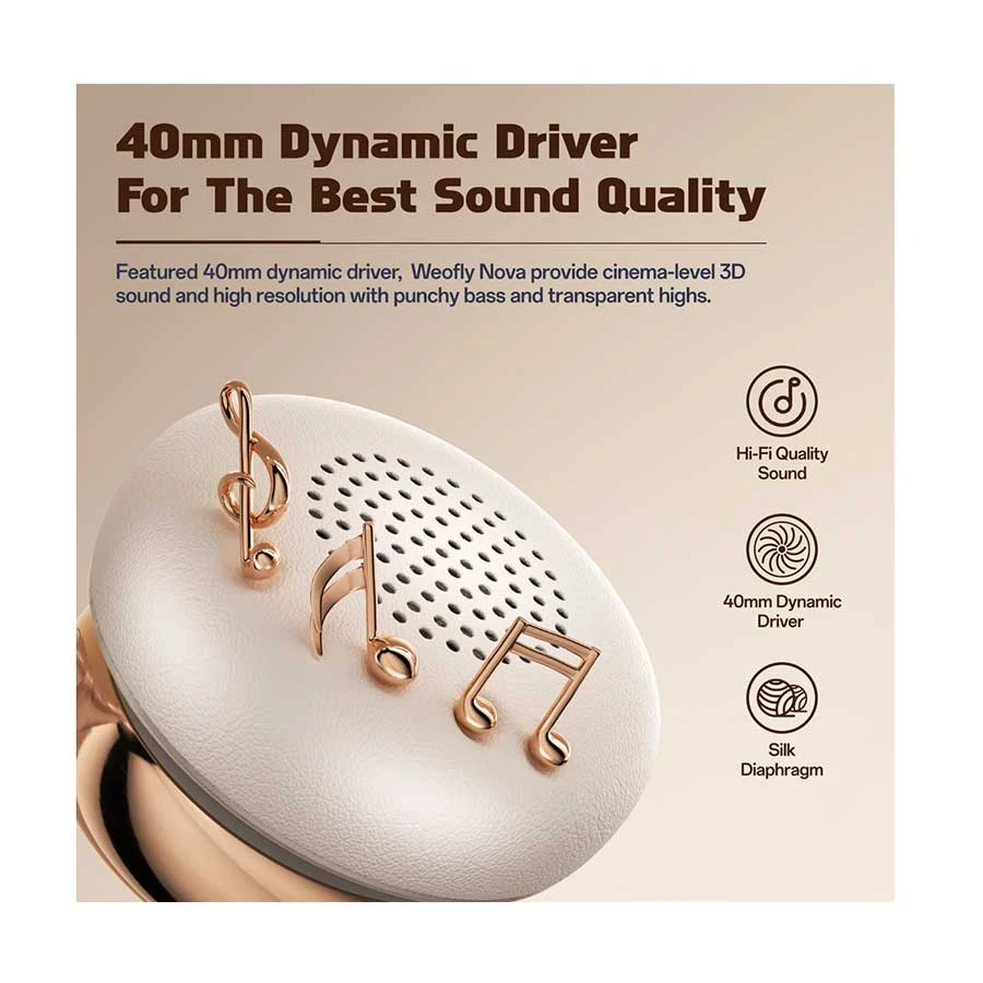 WEOFLY Nova ANC Bluetooth Silver Over-Ear Headphone