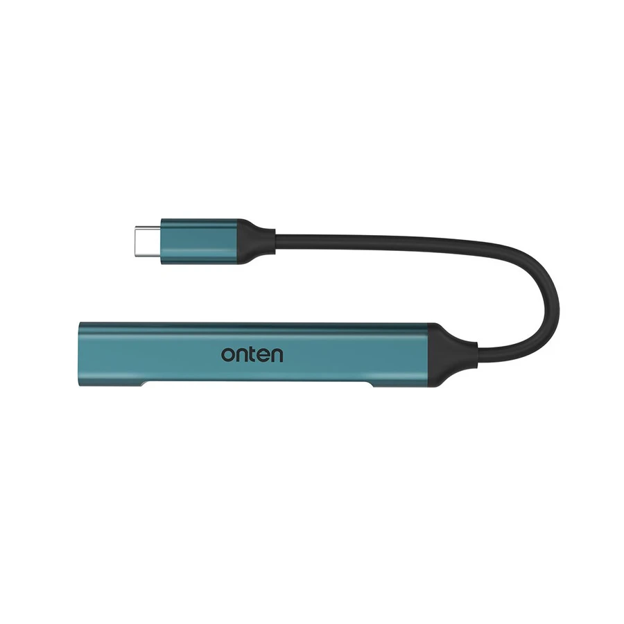 Onten OTN-9701 USB-C Male to Quad USB Female Hub Crystal Teal