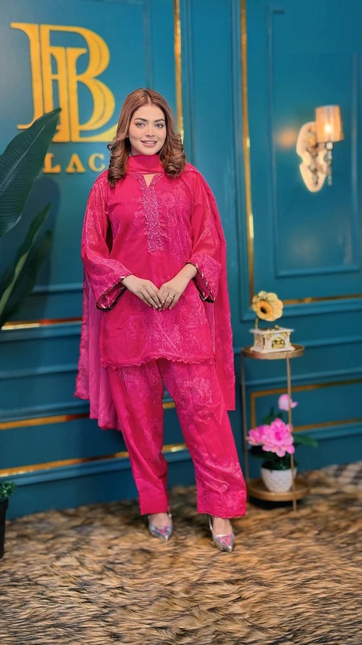 শিফন জর্জেট লেইস ওয়ার্ক থ্রি পিস, ফর্শি সালোয়ার