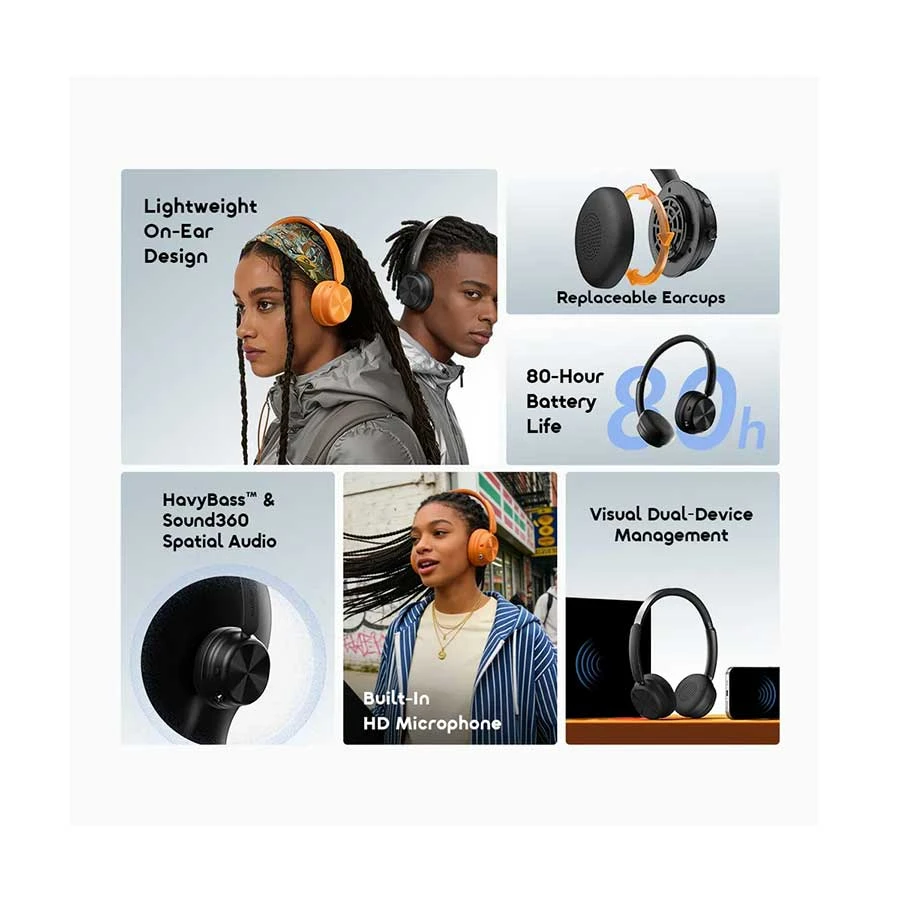 Oraimo BoomPop Air OHP-316 Bluetooth Gravity Black Headphone