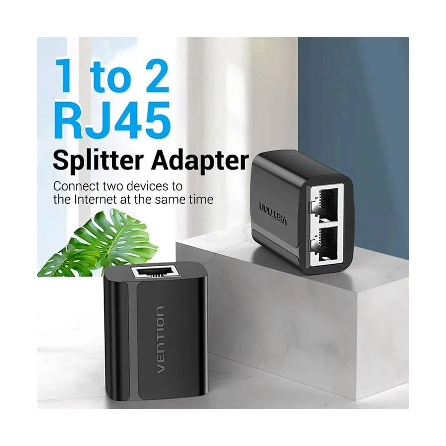 Vention IPTB0 RJ45 1 In 2 Out Ethernet Splitter Black