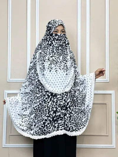 ভিসকস কটন লং হিজাব নিকাবসহ, পেছনে 50 ইঞ্চি, 6 রং