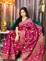 Hand Printed Half Silk Saree in 6 Colours, 12 Haath Long