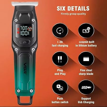 VGR V-964 Rechargeable Digital Display Professional Hair & Beard Trimmer