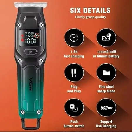 VGR V-964 রিচার্জেবল ডিজিটাল ডিসপ্লে হেয়ার ও বিয়ার্ড ট্রিমার