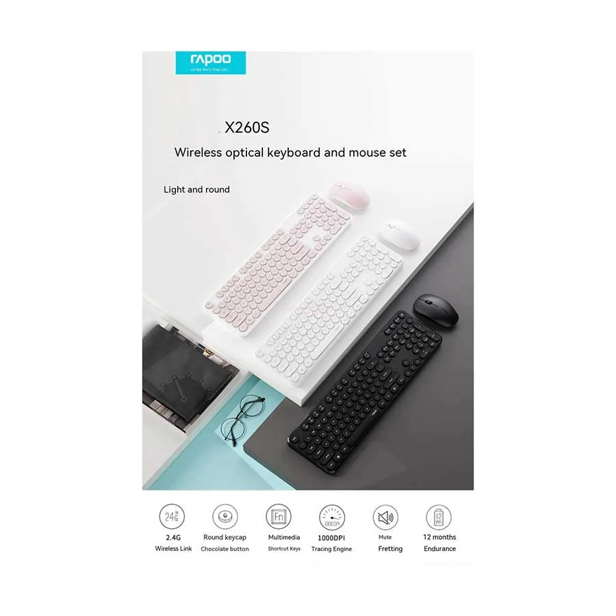Rapoo X260S Black Wireless Keyboard & Mouse Combo