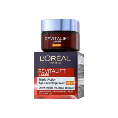 L'Oreal Revitalift Laser Triple Action এজ-কারেক্টিং ডে ক্রিম, SPF25 সহ 50ml