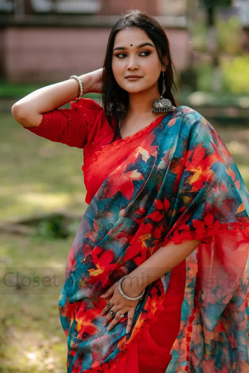 Chanderi Silk Saree, Digital Print Design, Only Saree, 4 Colours