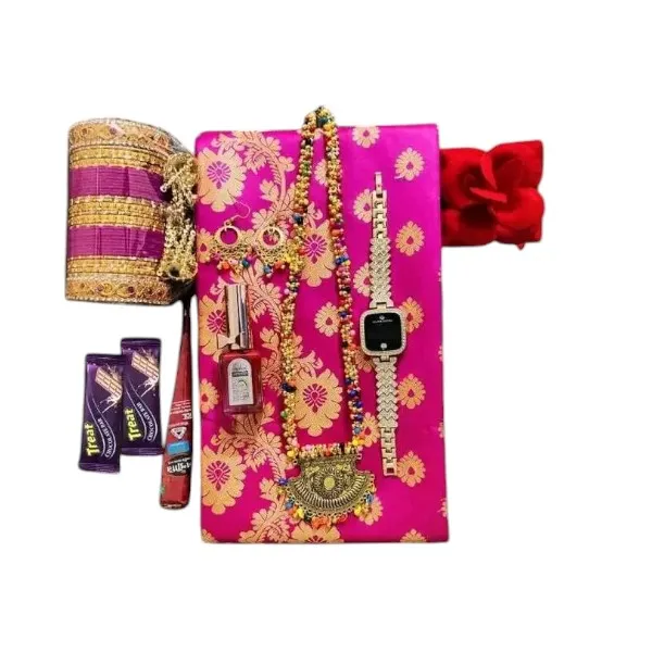 4 কালার কাতান শাড়ি কম্বো – টাচ ওয়াচ ও চকলেটসহ