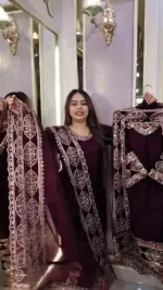 মেয়েদের রেয়ন কটন থ্রি-পিস, ফুল বডি সিকুইন এমব্রয়ডারি
