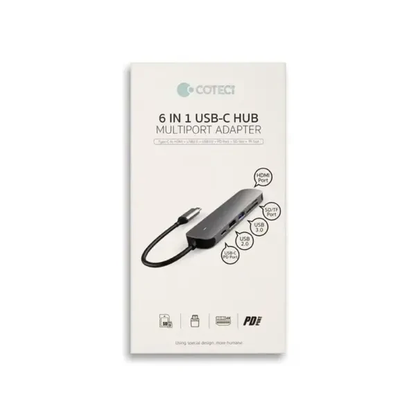 COTECi 6 ইন 1 USB-C HUB মাল্টি-পোর্ট অ্যাডাপ্টার