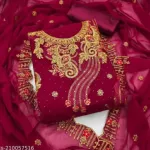 Georgette Embroidery Four Piece with Inner, Free Size, 40 Inch