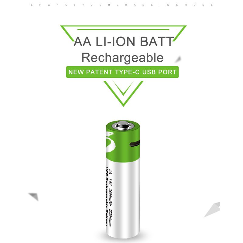 USB Type-C রিচার্জেবল AA ব্যাটারি 1.5V, ফাস্ট চার্জিং (4 পিস)