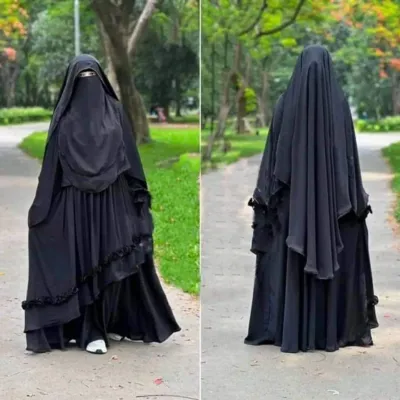 আয়েশা বোরকা ফুল সেট হিজাব ও নিকাবসহ, চেরি কাপড়