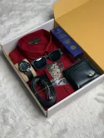 Men's Cotton Shirt Gift Box Set with Belt, Sunglasses and Watch