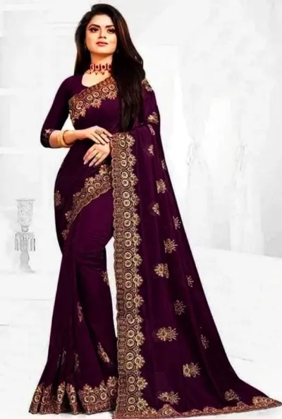 Georgette Saree with Full Body Embroidery and Blouse Piece