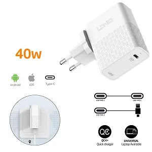 LDNIO 40W Type-C PD ফাস্ট চার্জিং ফোল্ডেবল পাওয়ার অ্যাডাপ্টার (A1405C) – সাদা
